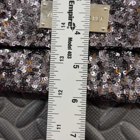 Victoria's Secret Silver Sequin Fold Over Cosmetic Clutch With Zipped Pocket - Picture 6 of 7